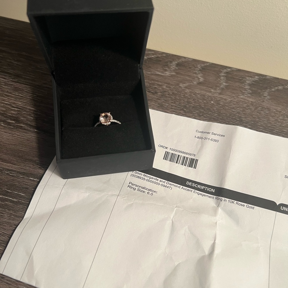 Zales Morganite and Diamond 10k Ring